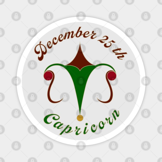 December 25th Capricorn - Xmas and Newton's birthday logo - Silver Background Magnet by kinocomart